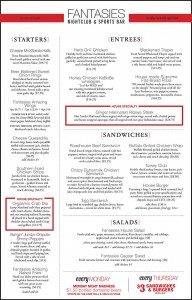 Fantasies Menu